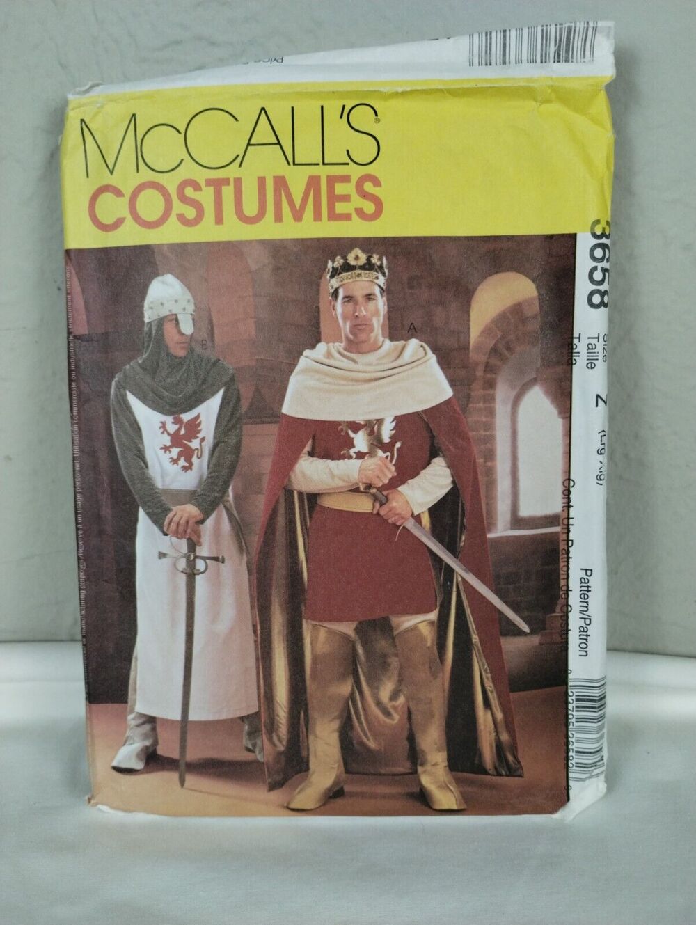 McCall's Sewing Pattern Men's Costume Renaissance King Knight 3658 L-XL UNCUT